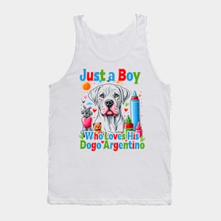 Just a Boy who loves his Dogo Argentino Funny Dog Lover Tank Top